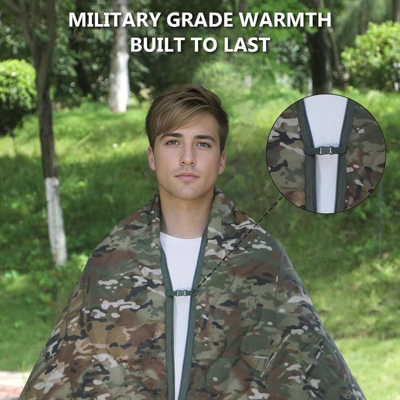 GHILEO Camo Poncho Liner, Army Blanket, Military Sleeping Bag, with A Compression Carrying Bag, for Traveling, Hiking, Camping, Outdoor Survival, Car Blanket - Image 5